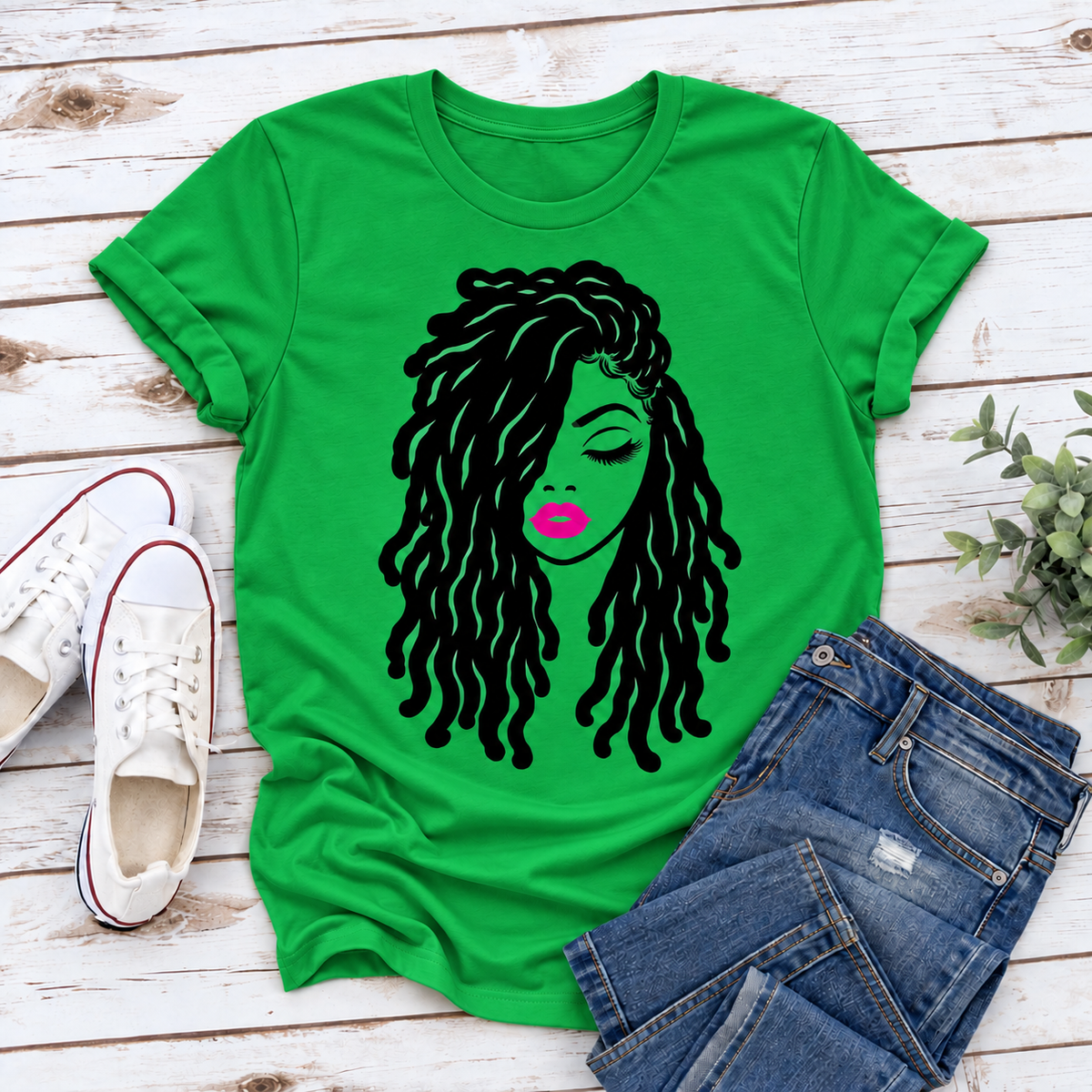 Locs Beauty Black Woman Ladies Fit T-Shirt