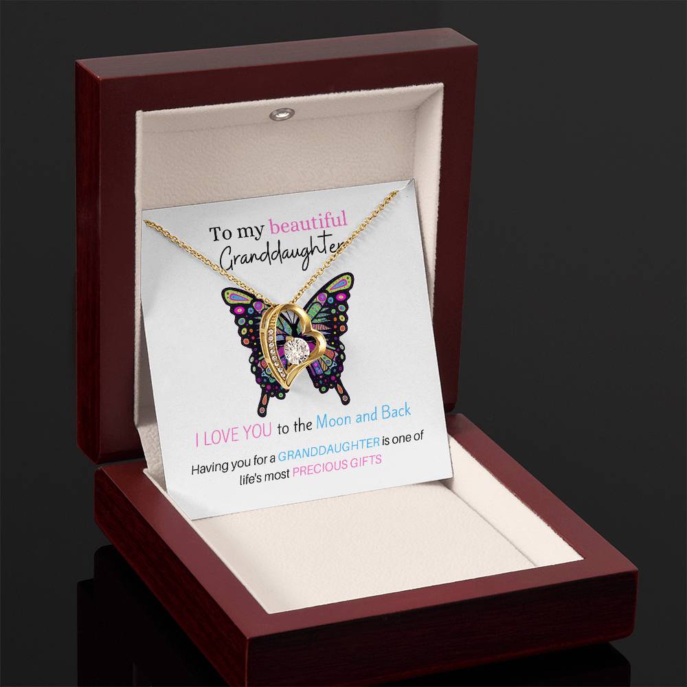 To My Beautiful Granddaughter - Love U To The Moon & Back - Forever Love Necklace