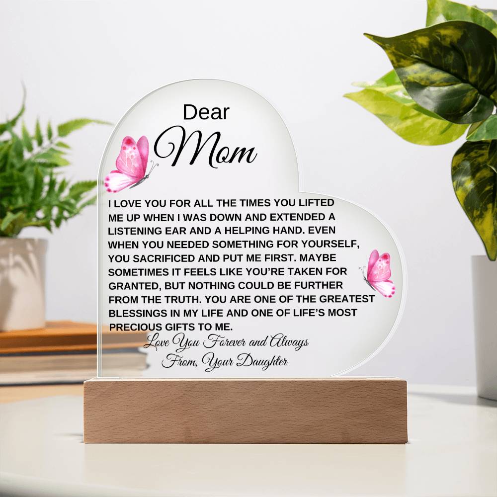 Dear Mom - I Love You - Love From Daughter to Mother Plaque