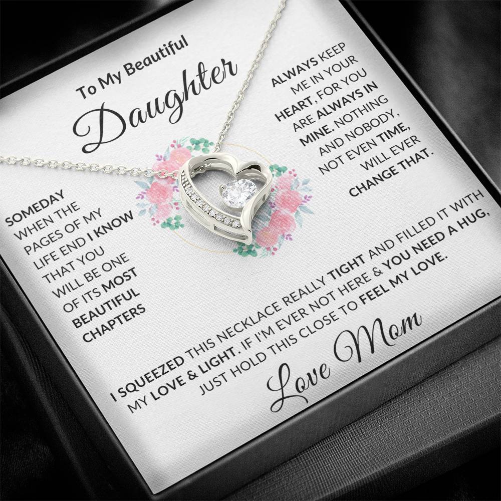 To My Beautiful Daughter Necklace from Mom | Special Gift for Daughter from Mom, Forever Love Necklace