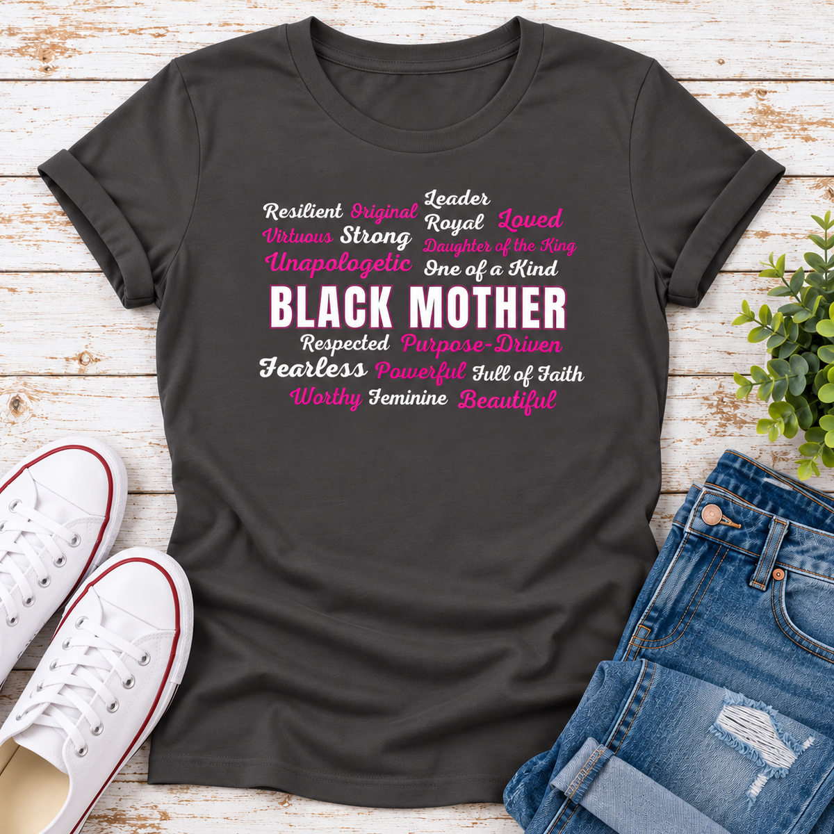Black Mother Affirmation Ladies T-Shirt – Dark Tones