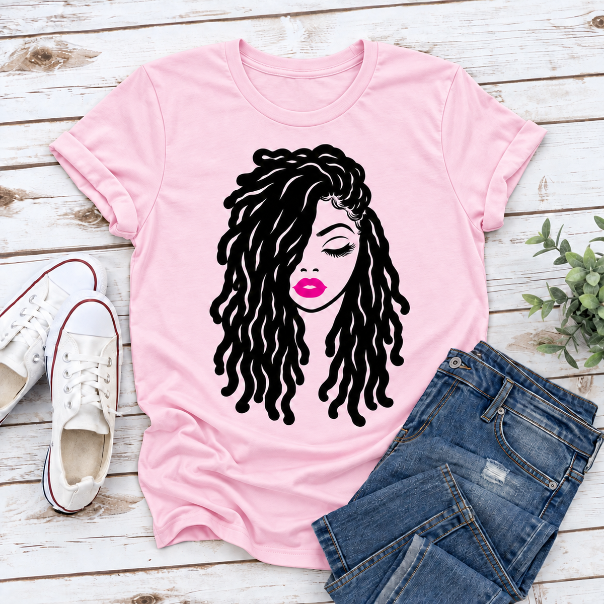 Locs Beauty Black Woman Ladies Fit T-Shirt