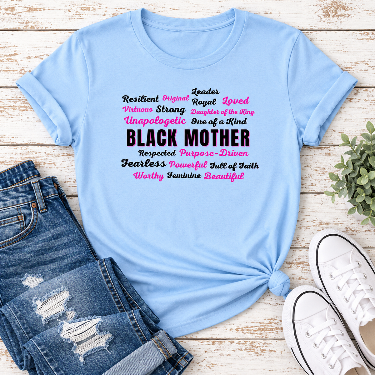 Black Mother Affirmation Ladies T-Shirt – Light Tones