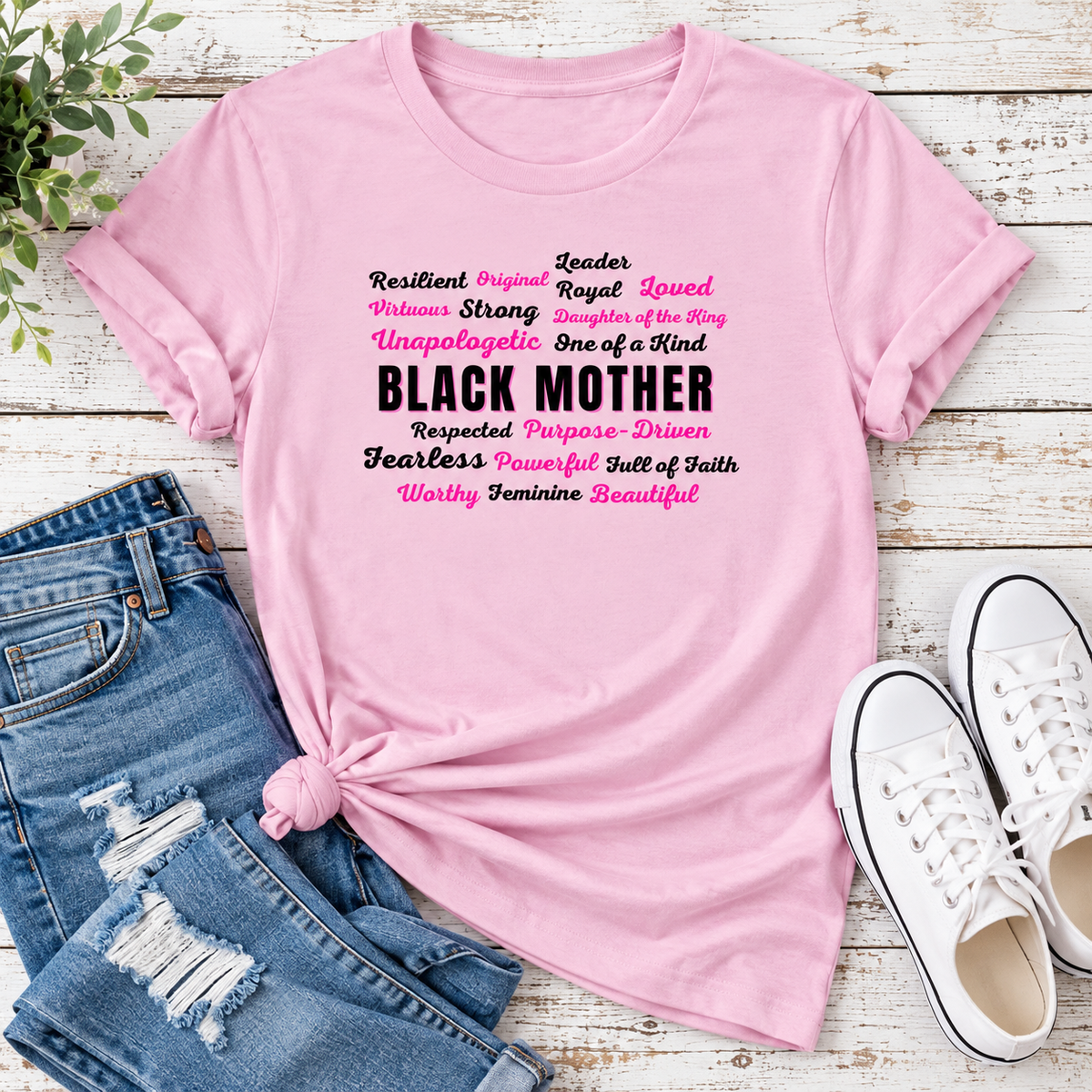Black Mother Affirmation Ladies T-Shirt – Light Tones