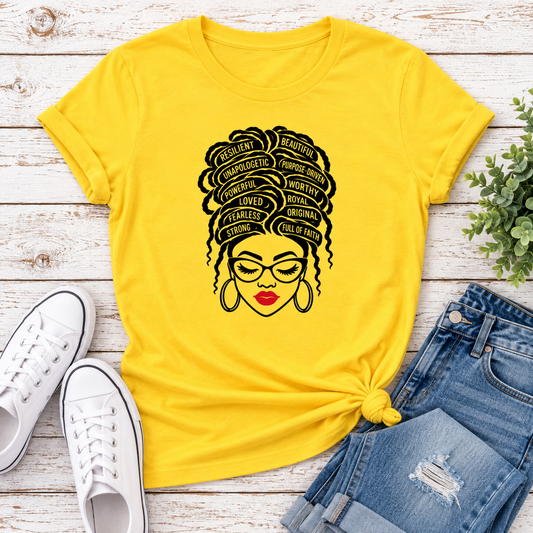 Resilient Headwrap Black Woman Ladies T-Shirt