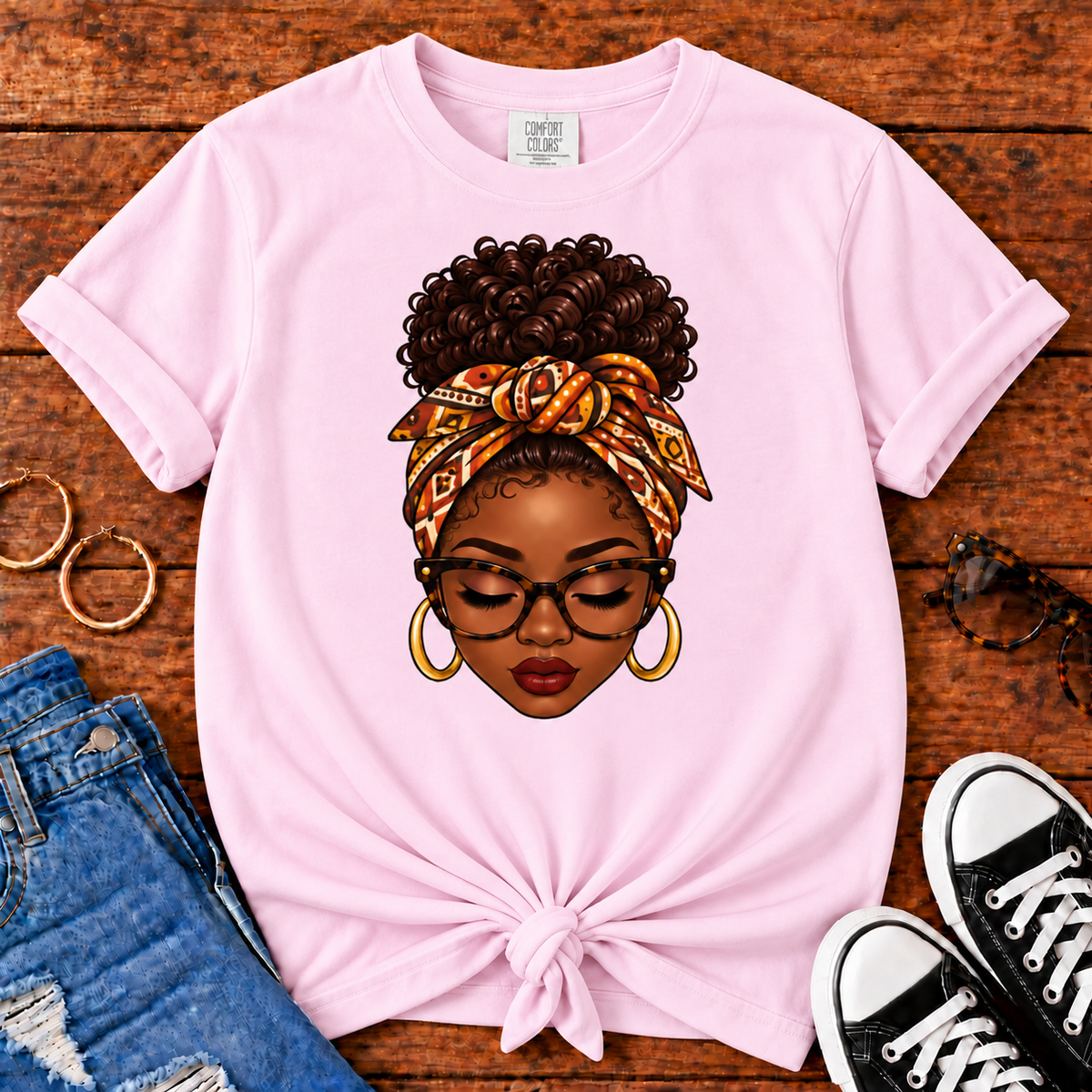 Headwrap Beauty Black woman graphic Comfort Colors Blossom T-shirt