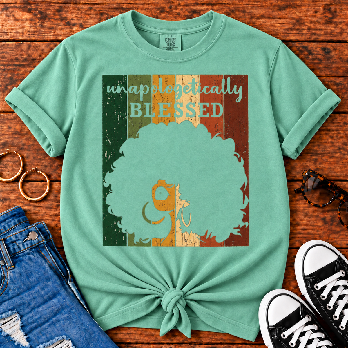 Unapologetically Blessed Comfort Colors Seafoam T-shirt for Black women
