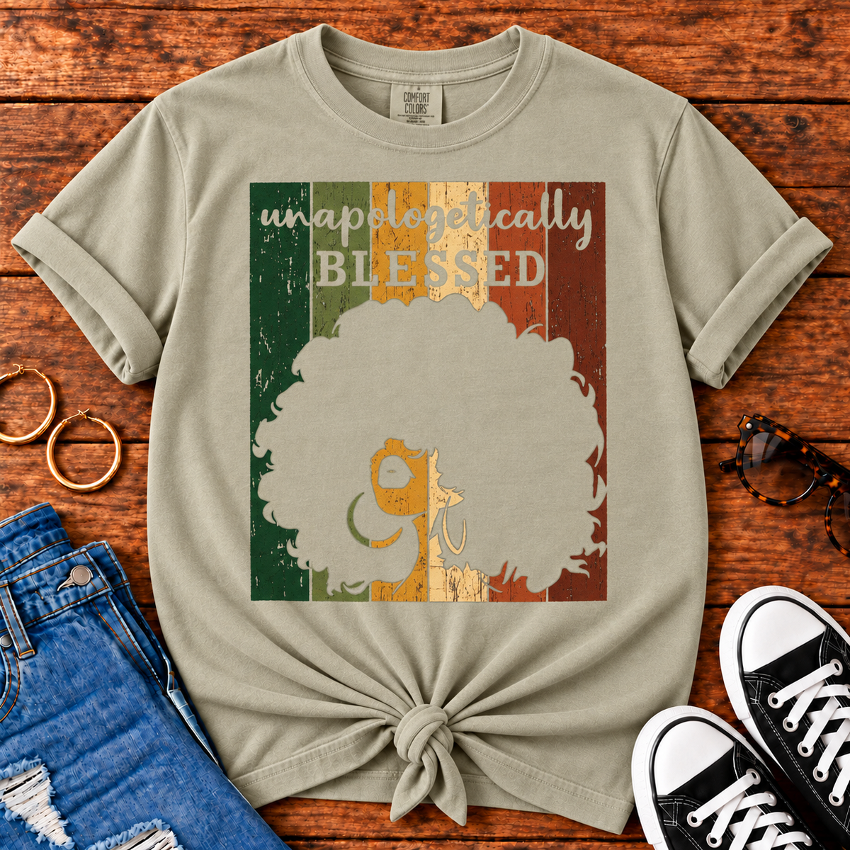 Unapologetically Blessed Comfort Colors Sandstone T-shirt for Black women