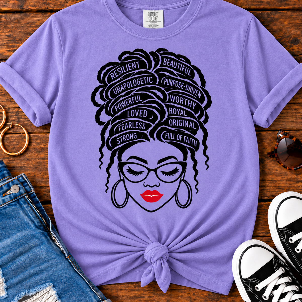 Unapologetically Beautiful Black Woman affirmation Comfort Colors Violet T-shirt