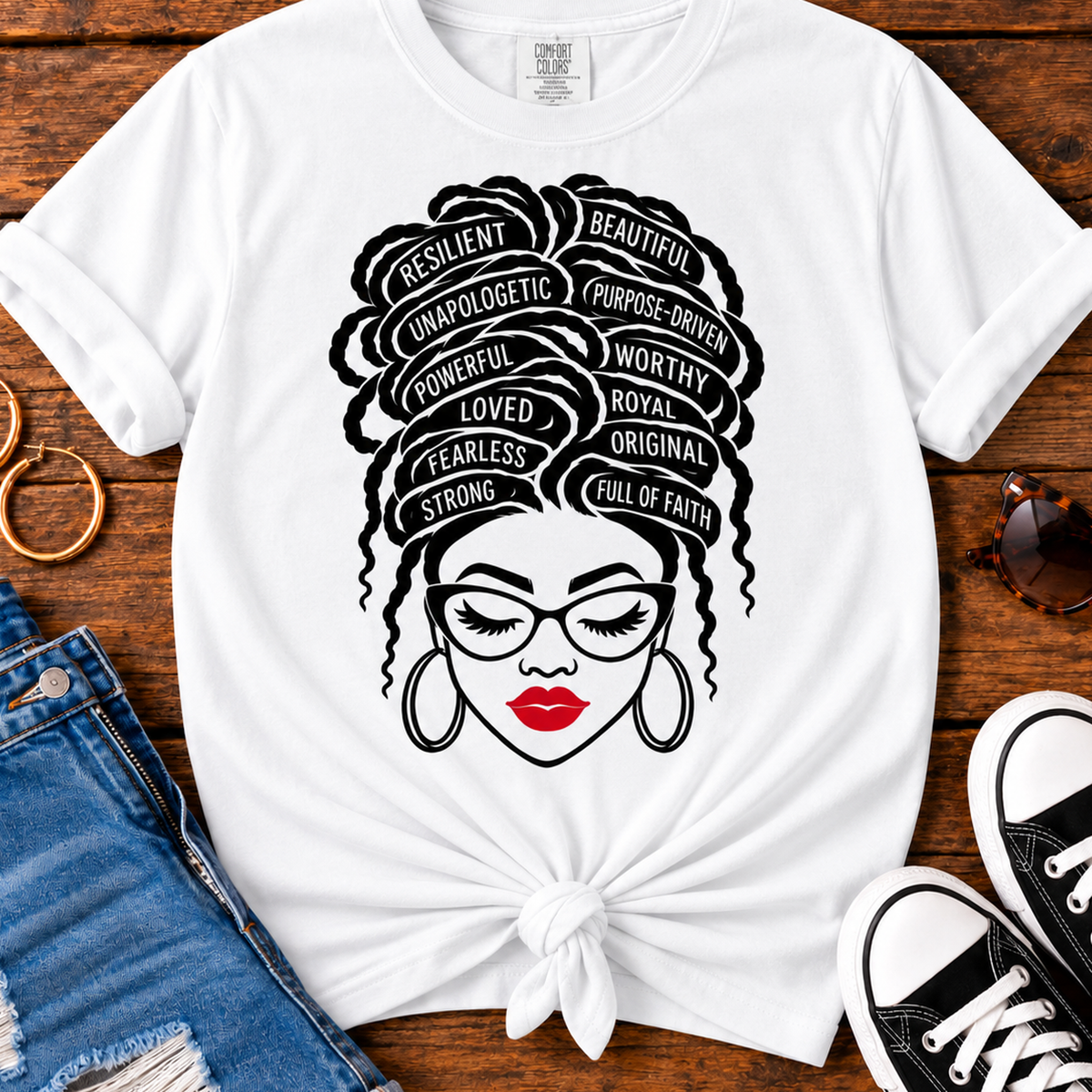 Unapologetically Beautiful Black Woman affirmation Comfort Colors White T-shirt