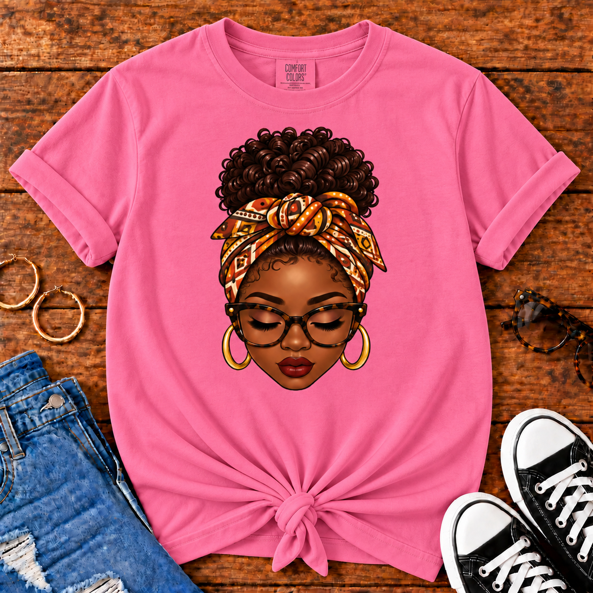 Headwrap Beauty Black woman graphic Comfort Colors Crunchberry T-shirt