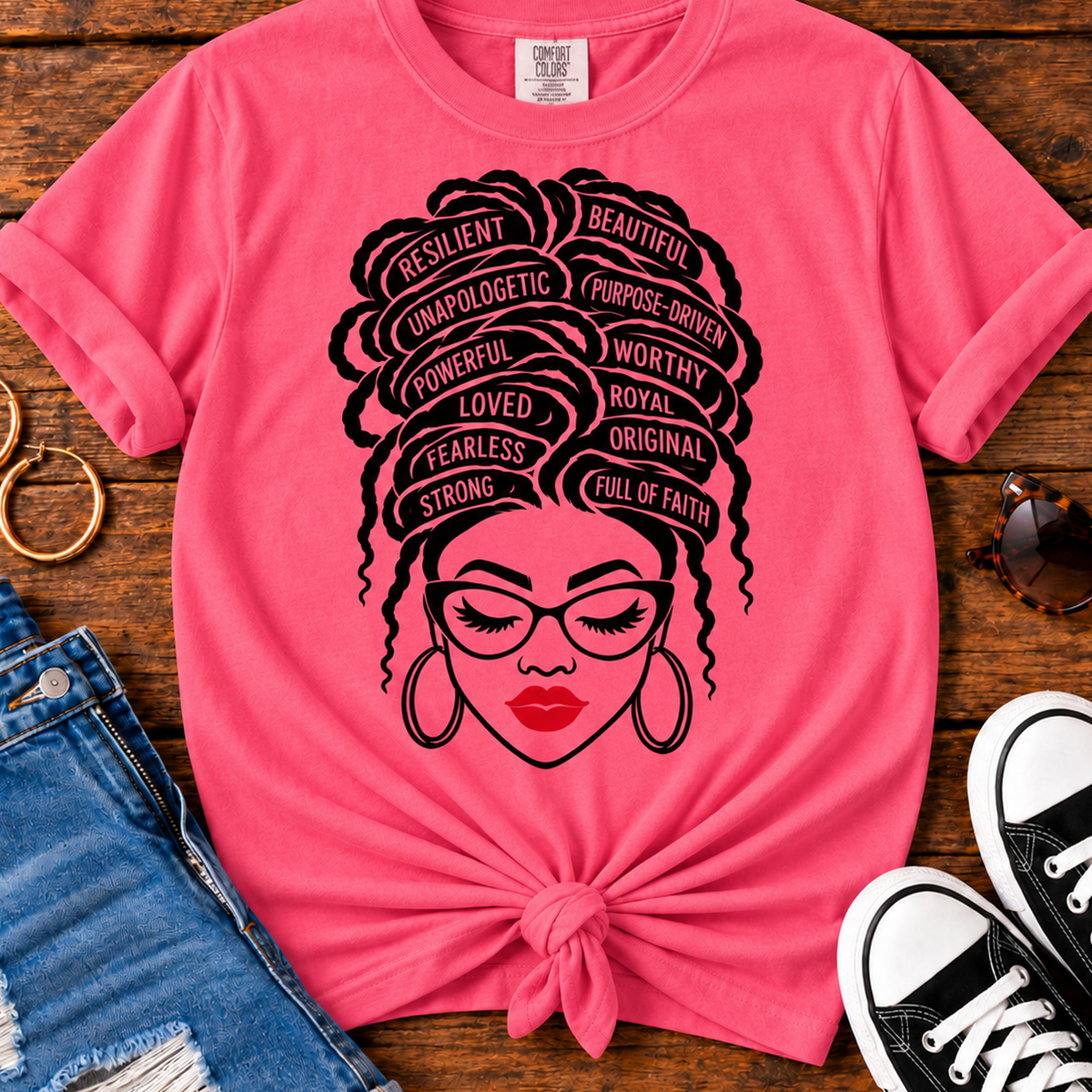 Unapologetically Beautiful Black Woman affirmation Comfort Colors Crunchberry T-shirt