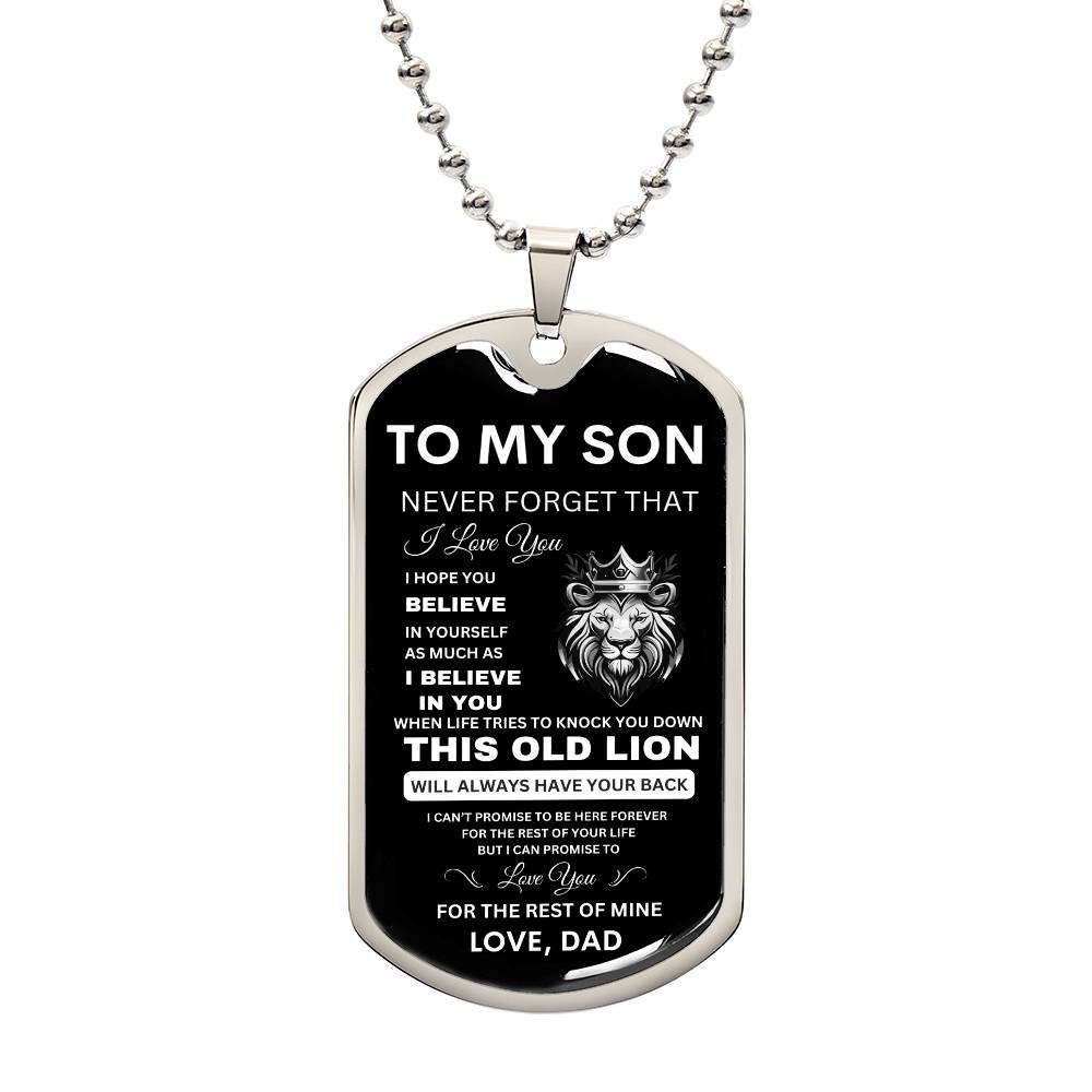 To My Son - Never Forget That I Love You - Dog Tag Necklace, Gift for Son from Dad, Sentimental Gift for Son