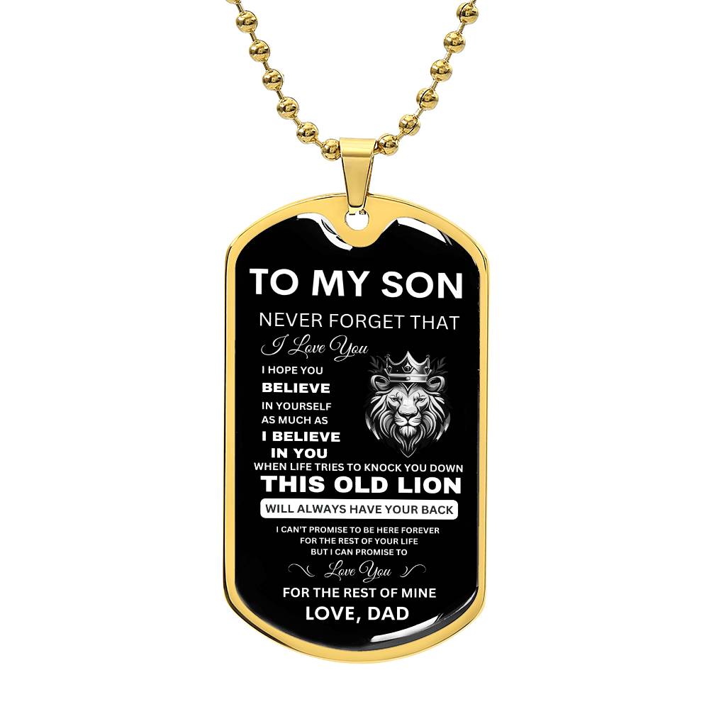 To My Son - Never Forget That I Love You - Dog Tag Necklace, Gift for Son from Dad, Sentimental Gift for Son