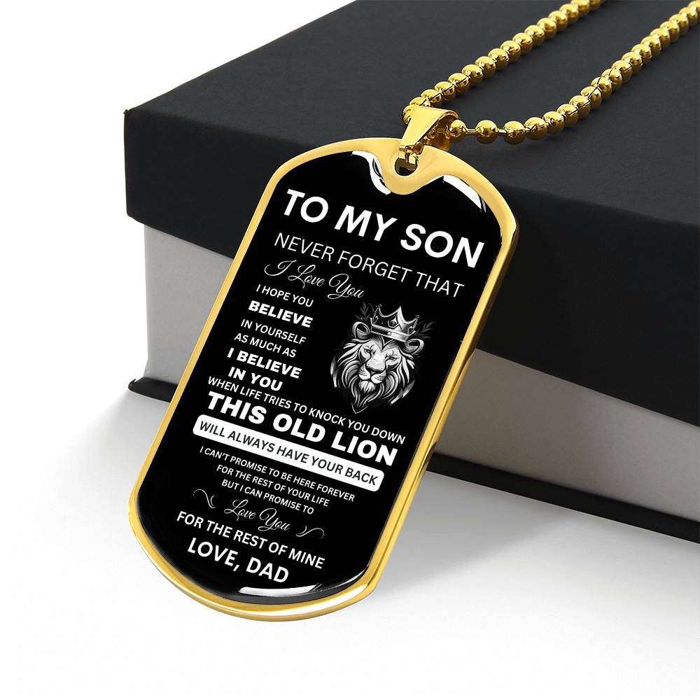 To My Son - Never Forget That I Love You - Dog Tag Necklace, Gift for Son from Dad, Sentimental Gift for Son