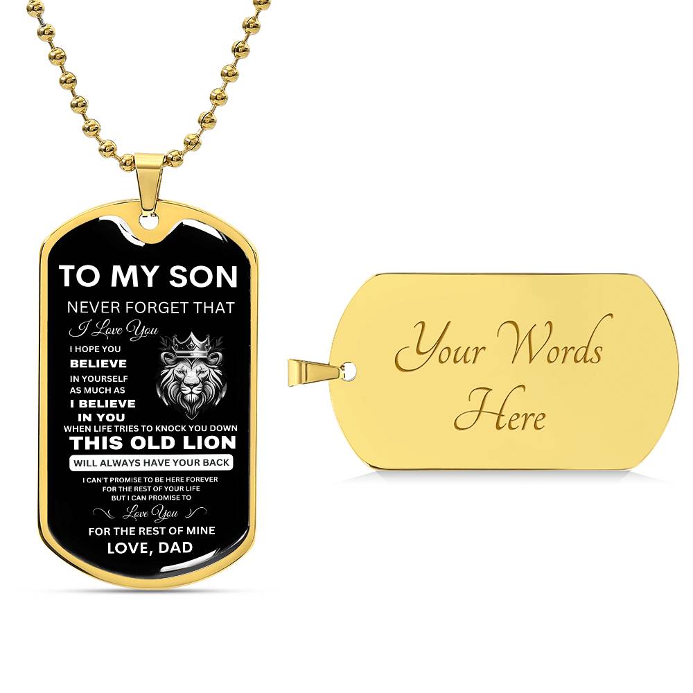 To My Son - Never Forget That I Love You - Dog Tag Necklace, Gift for Son from Dad, Sentimental Gift for Son