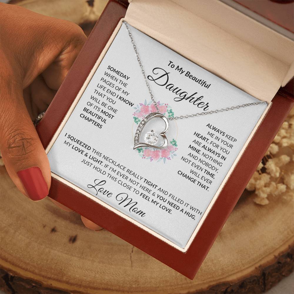 To My Beautiful Daughter Necklace from Mom | Special Gift for Daughter from Mom, Forever Love Necklace