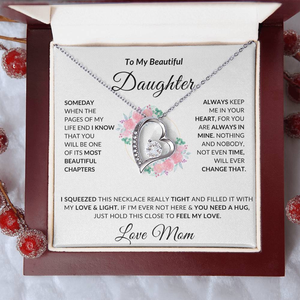 To My Beautiful Daughter Necklace from Mom | Special Gift for Daughter from Mom, Forever Love Necklace