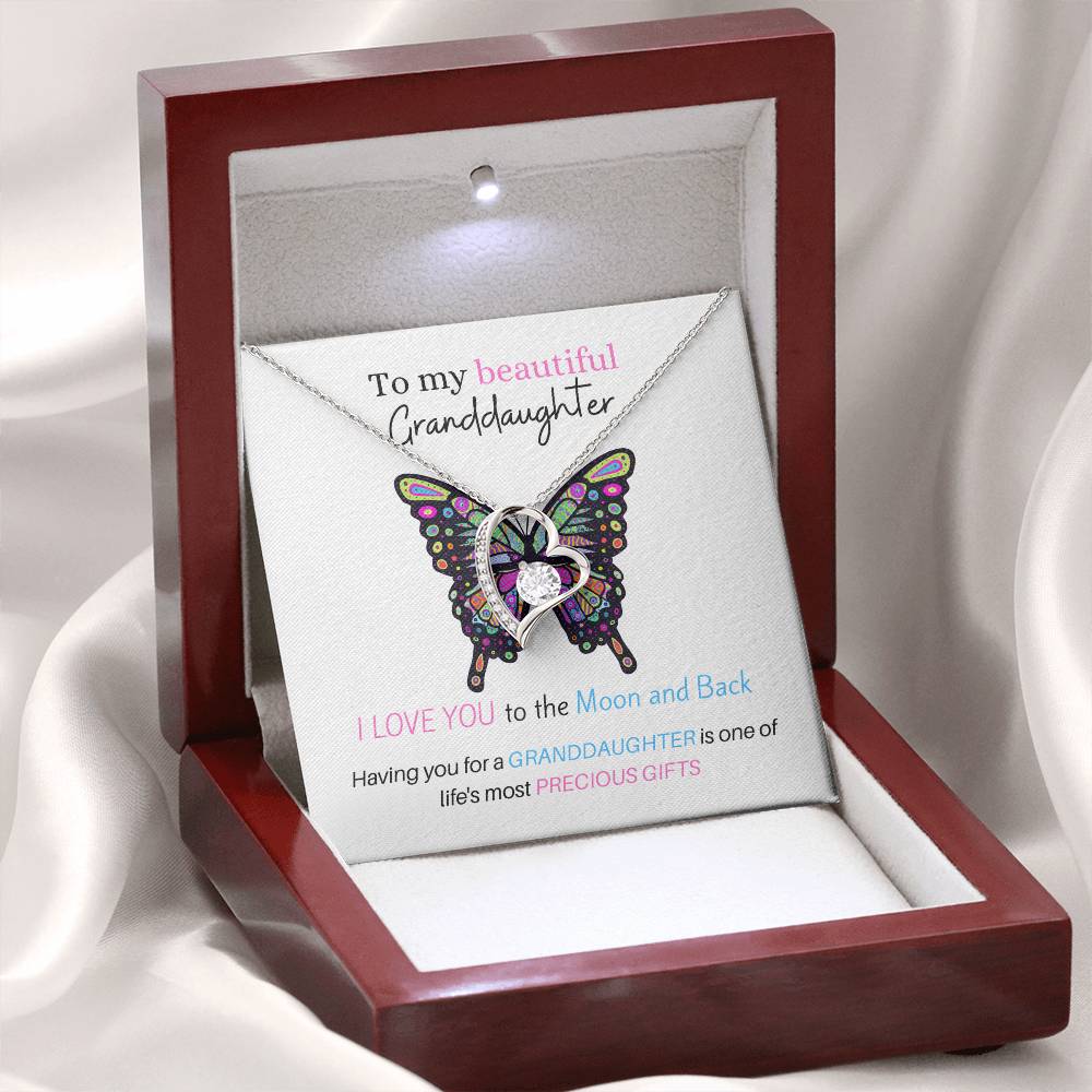 To My Beautiful Granddaughter - Love U To The Moon & Back - Forever Love Necklace