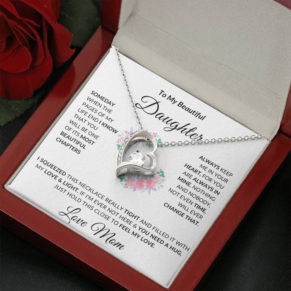 To My Beautiful Daughter Necklace from Mom | Special Gift for Daughter from Mom, Forever Love Necklace