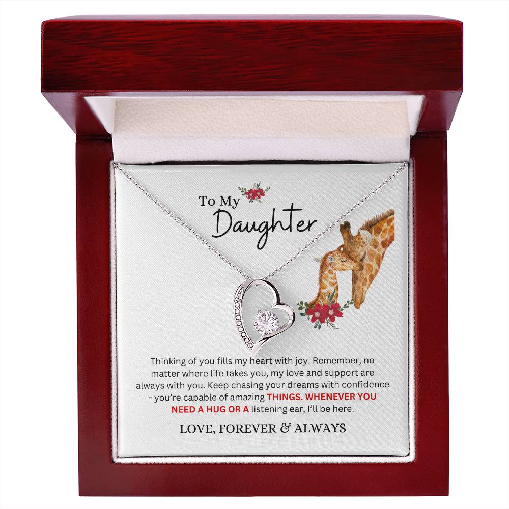 To My Daughter Necklace from Mom or Dad | Thinking of You | Special Gift for Daughter from Mom, Forever Love Necklace