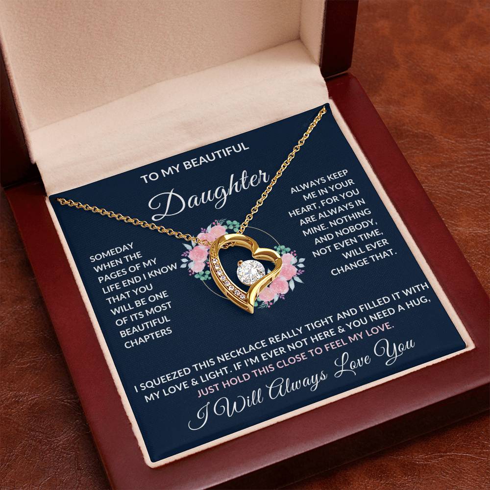 To My Beautiful Daughter Necklace from Mom or Dad | Special Gift for Daughter from Mom or Dad, Forever Love Necklace