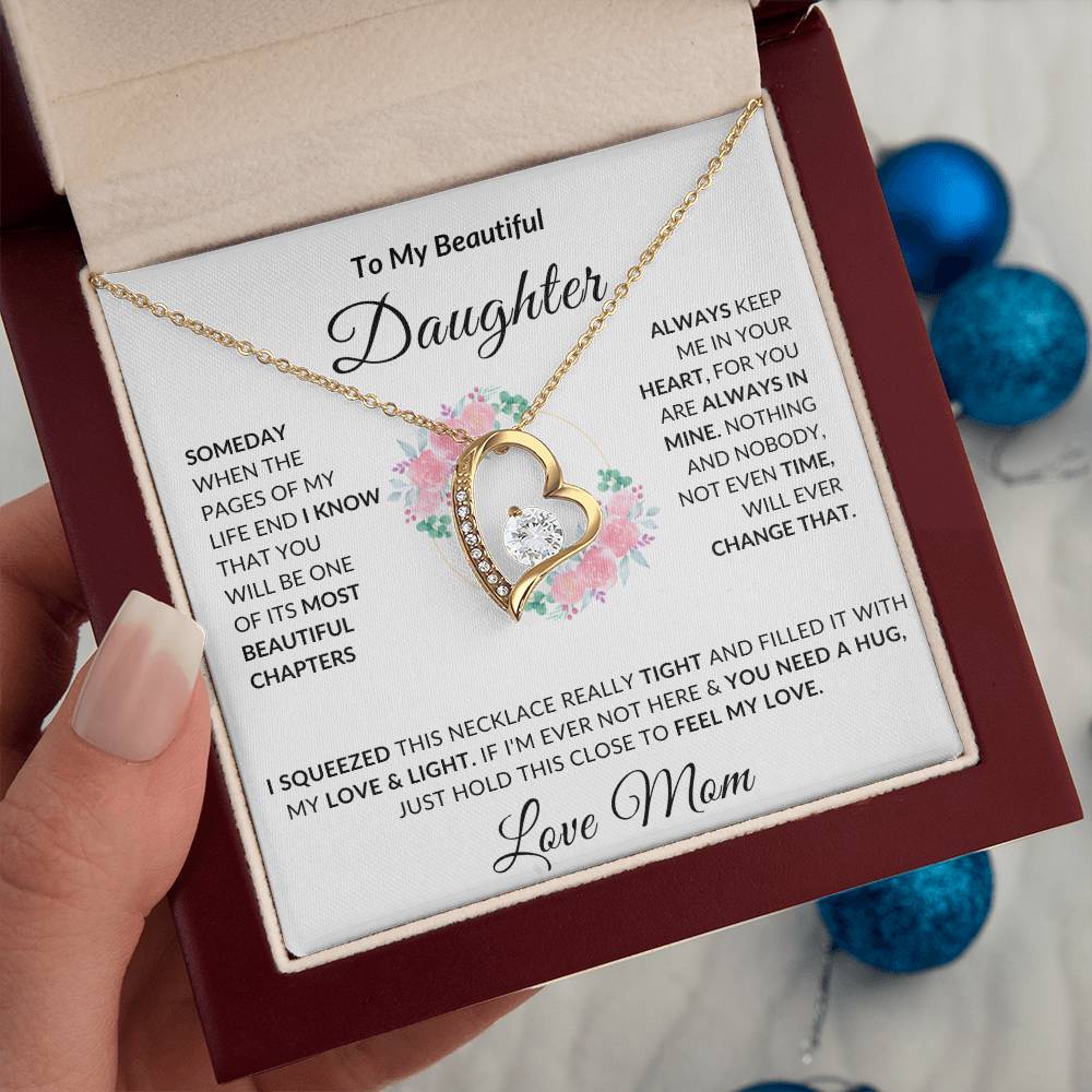 To My Beautiful Daughter Necklace from Mom | Special Gift for Daughter from Mom, Forever Love Necklace