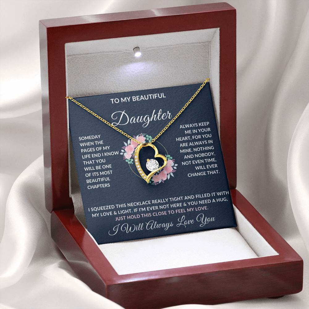 To My Beautiful Daughter Necklace from Mom or Dad | Special Gift for Daughter from Mom or Dad, Forever Love Necklace