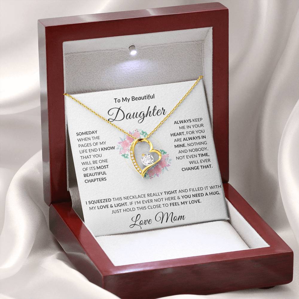 To My Beautiful Daughter Necklace from Mom | Special Gift for Daughter from Mom, Forever Love Necklace