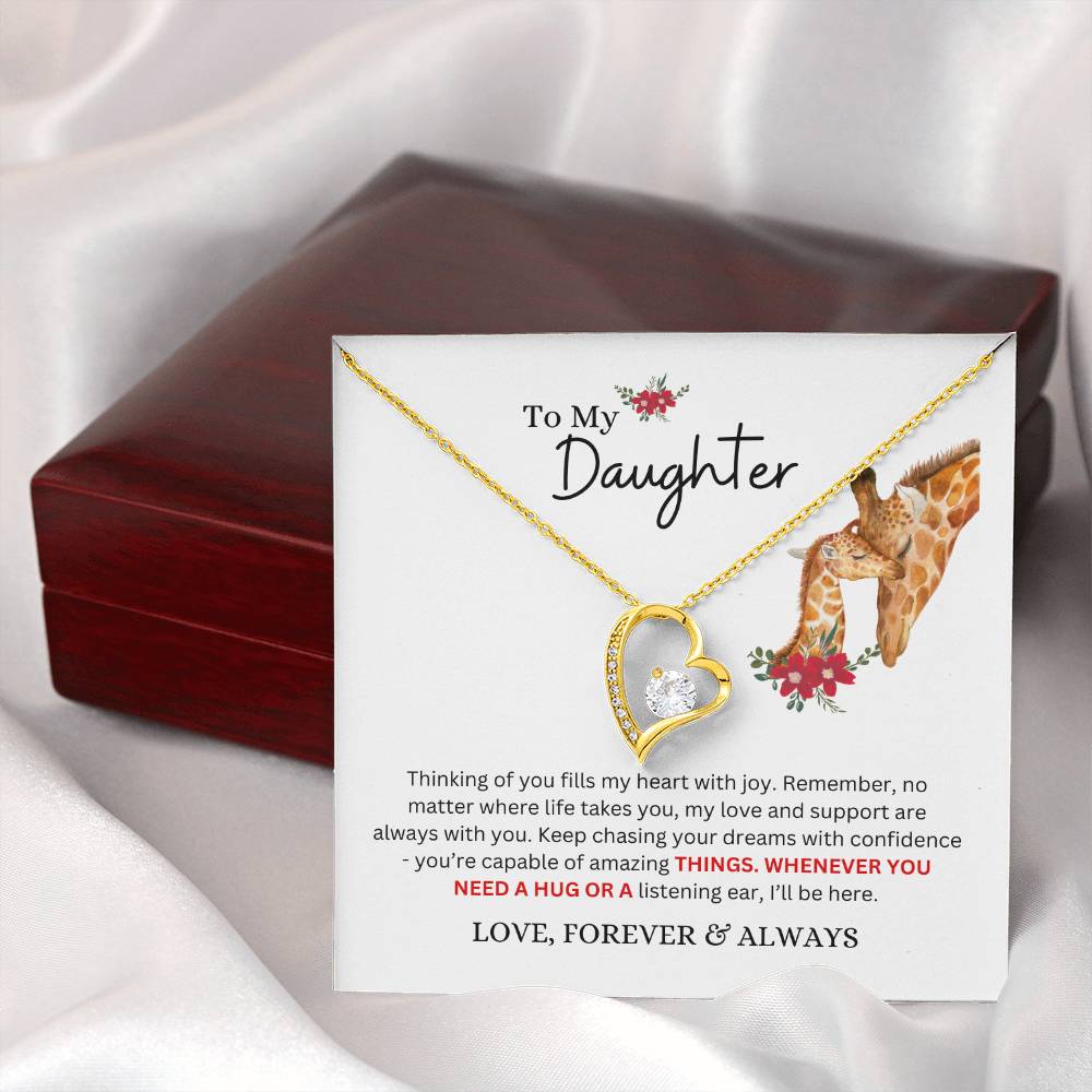 To My Daughter Necklace from Mom or Dad | Thinking of You | Special Gift for Daughter from Mom, Forever Love Necklace