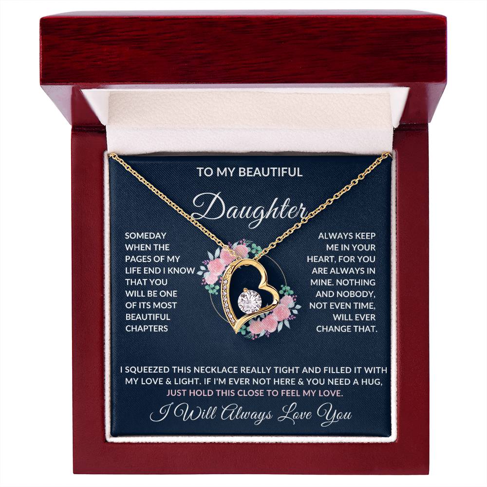 To My Beautiful Daughter Necklace from Mom or Dad | Special Gift for Daughter from Mom or Dad, Forever Love Necklace