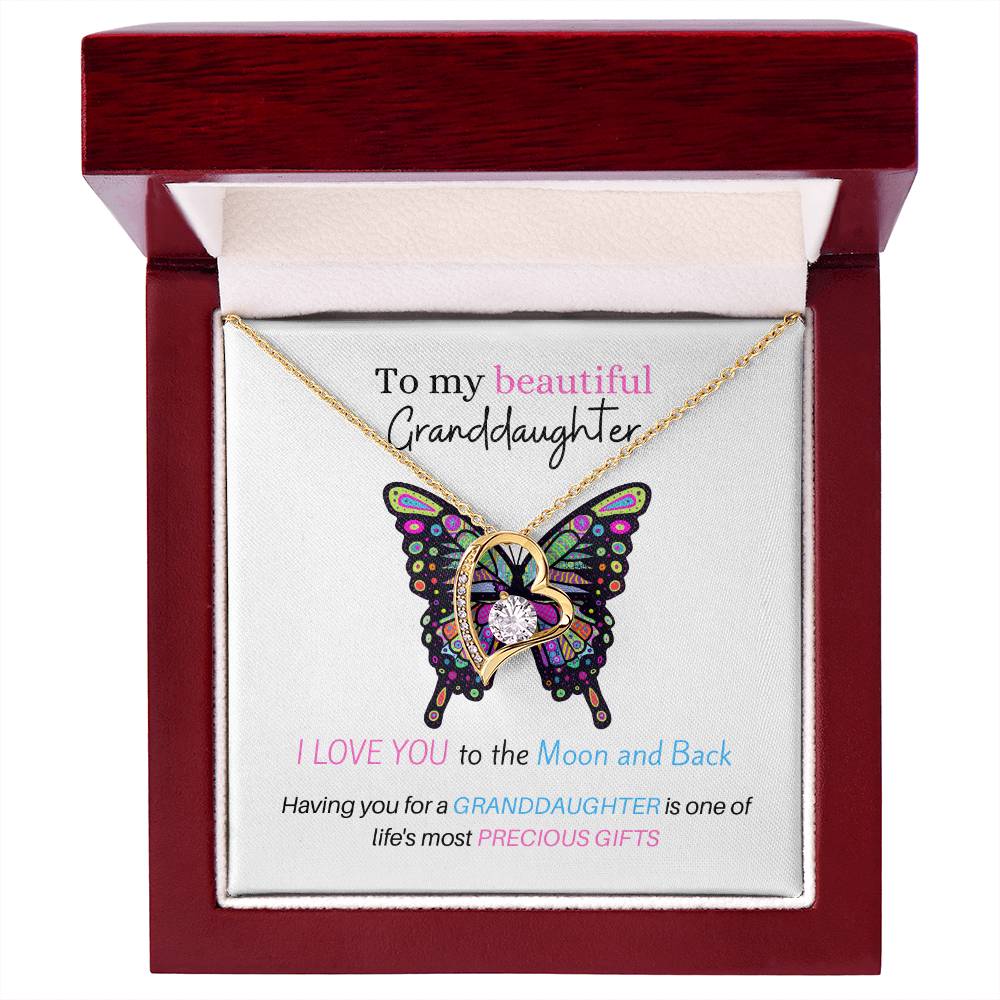 To My Beautiful Granddaughter - Love U To The Moon & Back - Forever Love Necklace