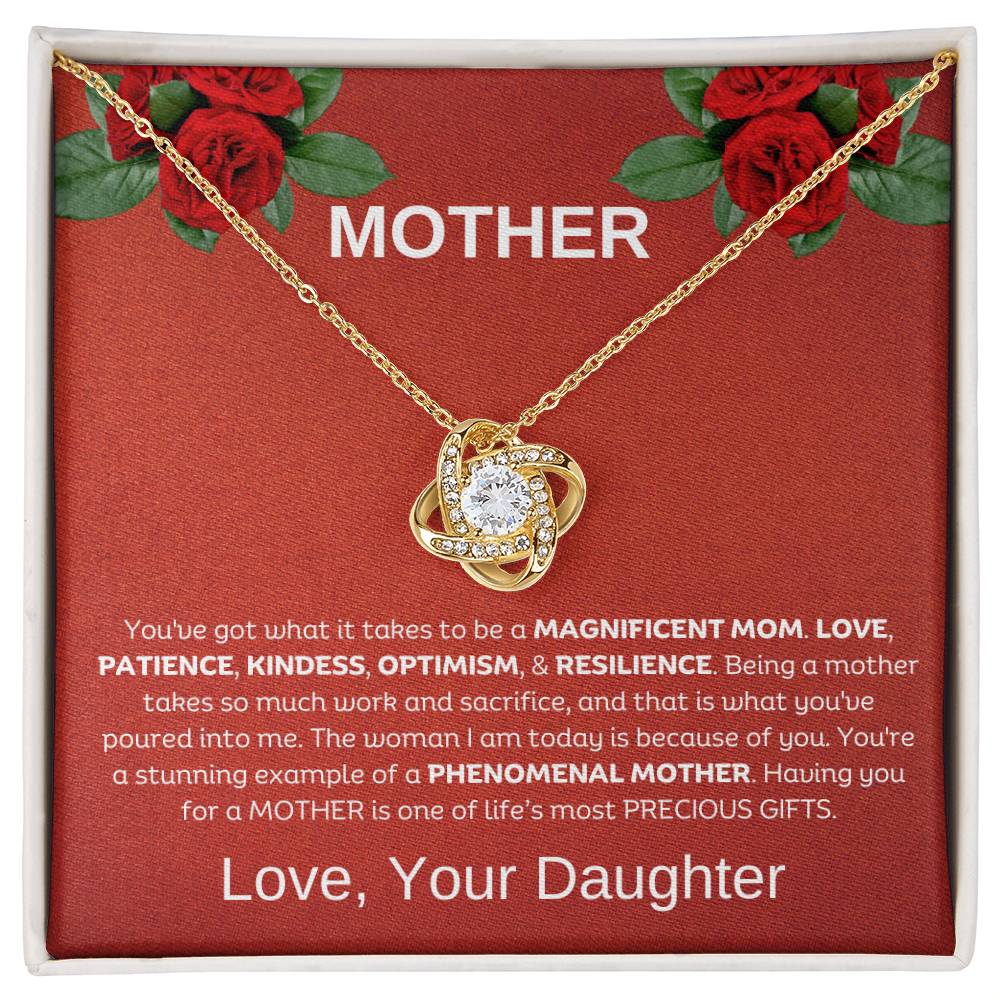 You're a Magnificent Mom | Love Daughter | Love Knot Necklace