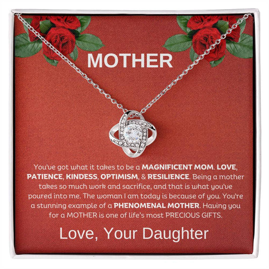 You're a Magnificent Mom | Love Daughter | Love Knot Necklace