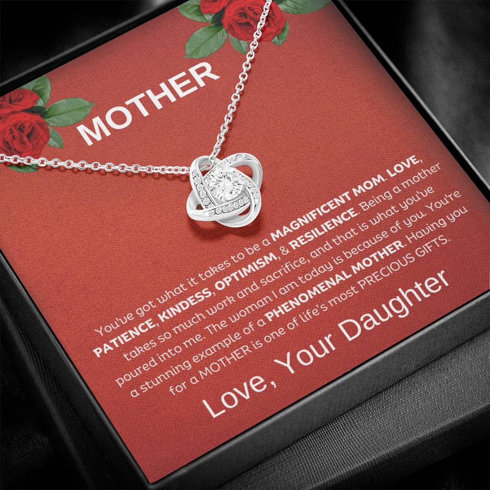 You're a Magnificent Mom | Love Daughter | Love Knot Necklace