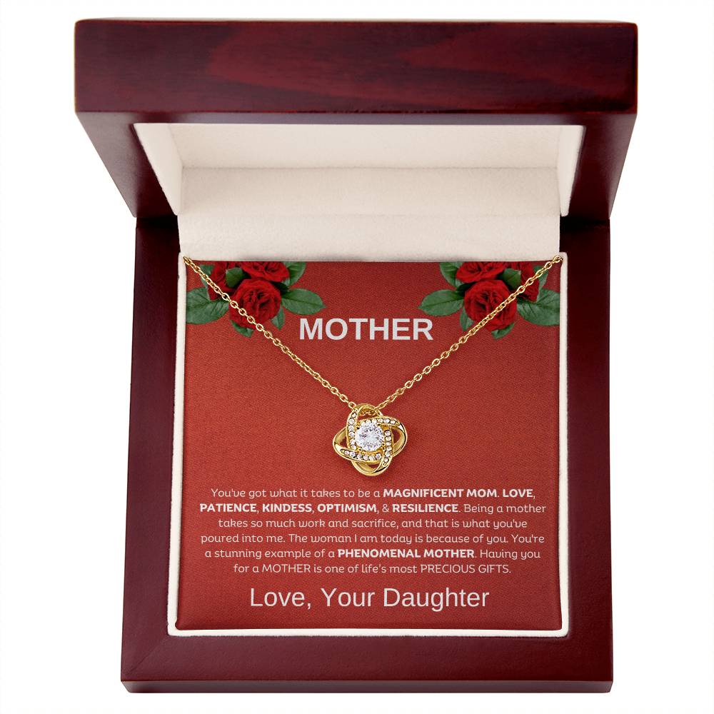 You're a Magnificent Mom | Love Daughter | Love Knot Necklace