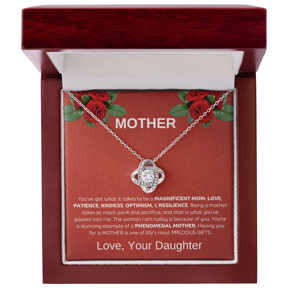 You're a Magnificent Mom | Love Daughter | Love Knot Necklace