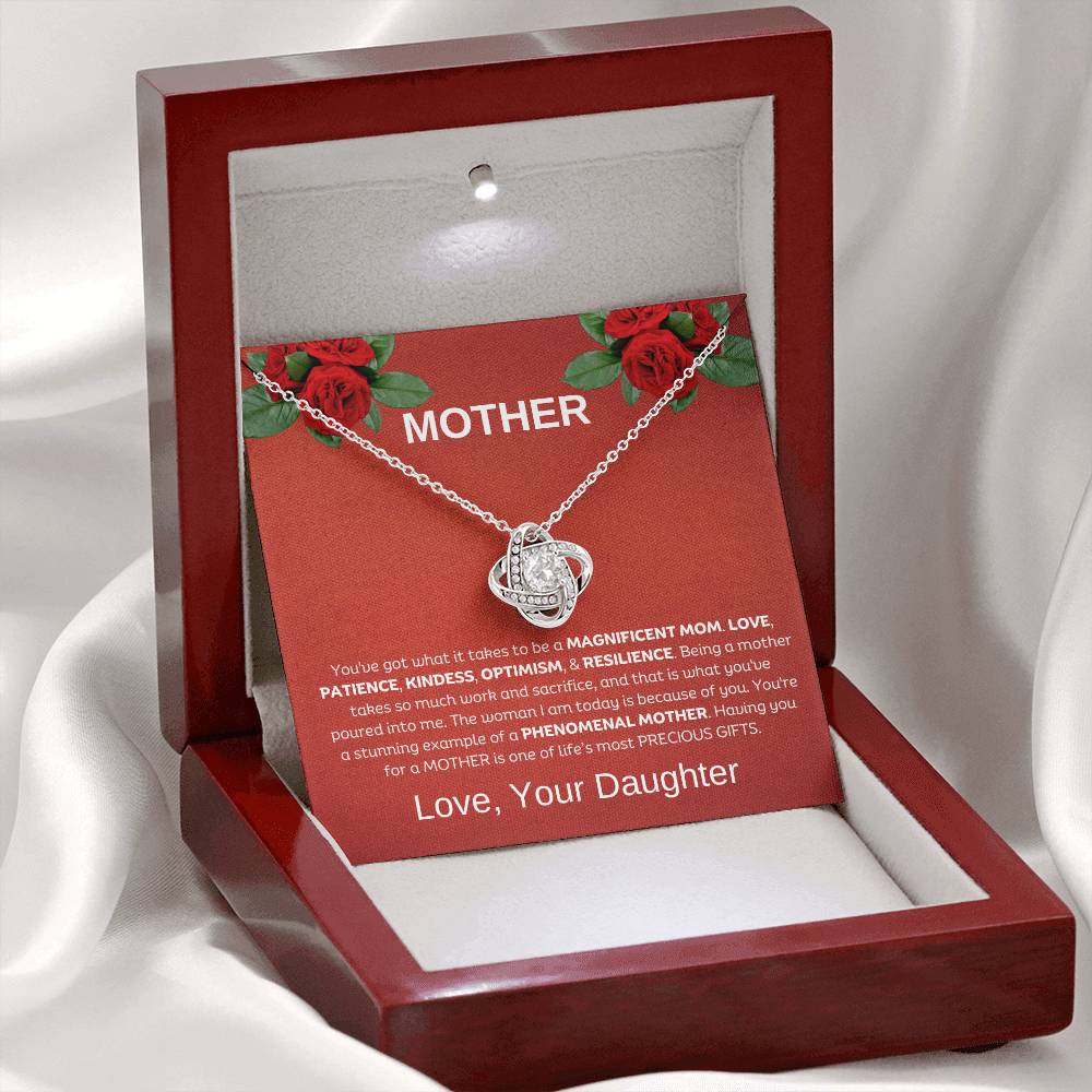 You're a Magnificent Mom | Love Daughter | Love Knot Necklace