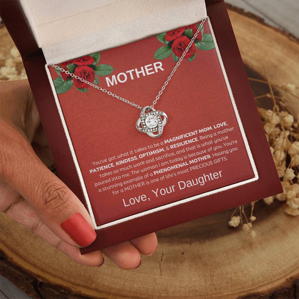 You're a Magnificent Mom | Love Daughter | Love Knot Necklace