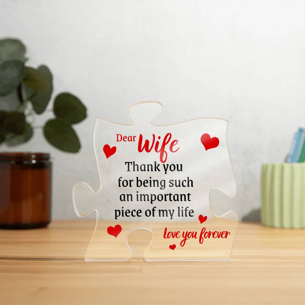 Unique Gift for Wife from Husband - Memorable Puzzle Acrylic Plaque - "Love You Forever" - Anniversary, Birthday or any Special Occassion