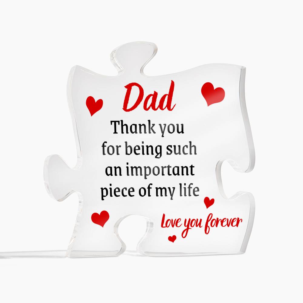 Gift for Dad Acrylic Puzzle Plaque | Unique Gift for Dad from Daughter, Gift from Son, Desk Office Decoration, Home Decor