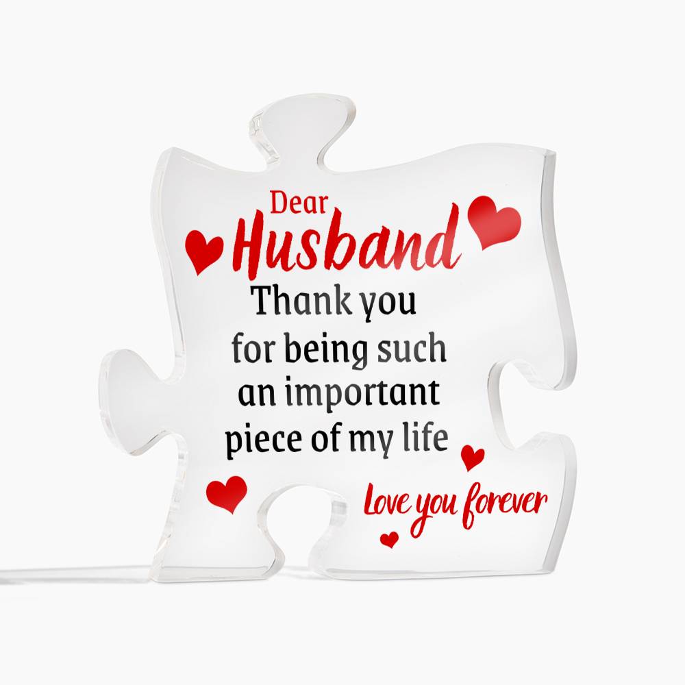 Unique Gift for Husband from Wife - Memorable Puzzle Acrylic Plaque - "Love You Forever" - Anniversary, Birthday or any Special Occassion