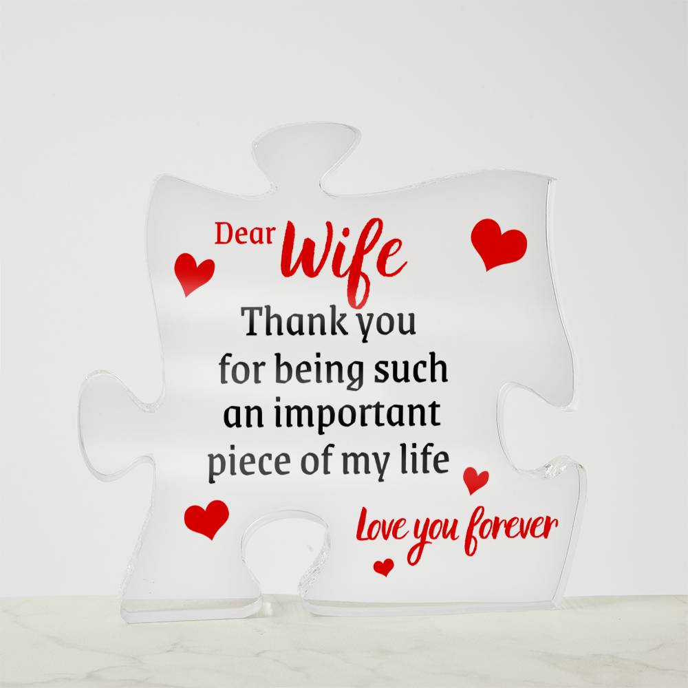 Unique Gift for Wife from Husband - Memorable Puzzle Acrylic Plaque - "Love You Forever" - Anniversary, Birthday or any Special Occassion