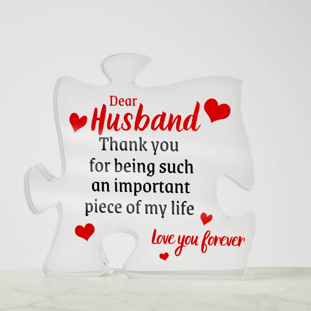 Unique Gift for Husband from Wife - Memorable Puzzle Acrylic Plaque - "Love You Forever" - Anniversary, Birthday or any Special Occassion