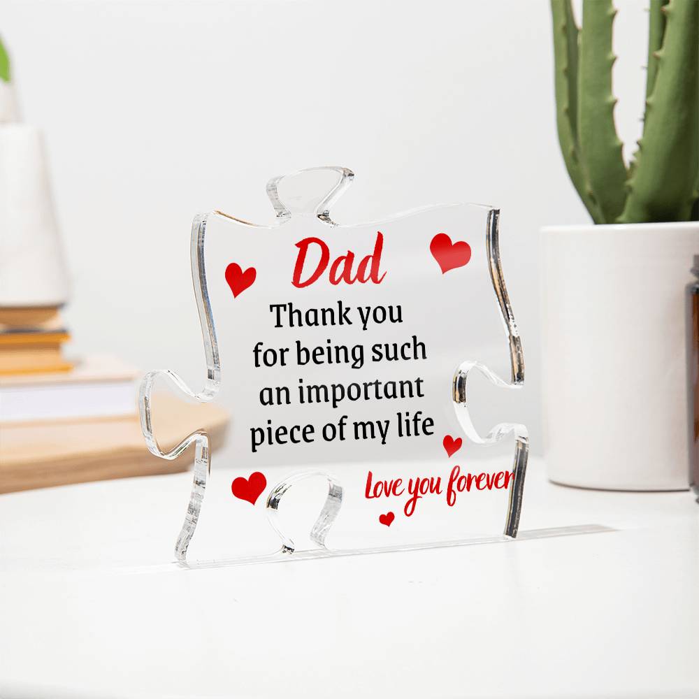 Gift for Dad Acrylic Puzzle Plaque | Unique Gift for Dad from Daughter, Gift from Son, Desk Office Decoration, Home Decor