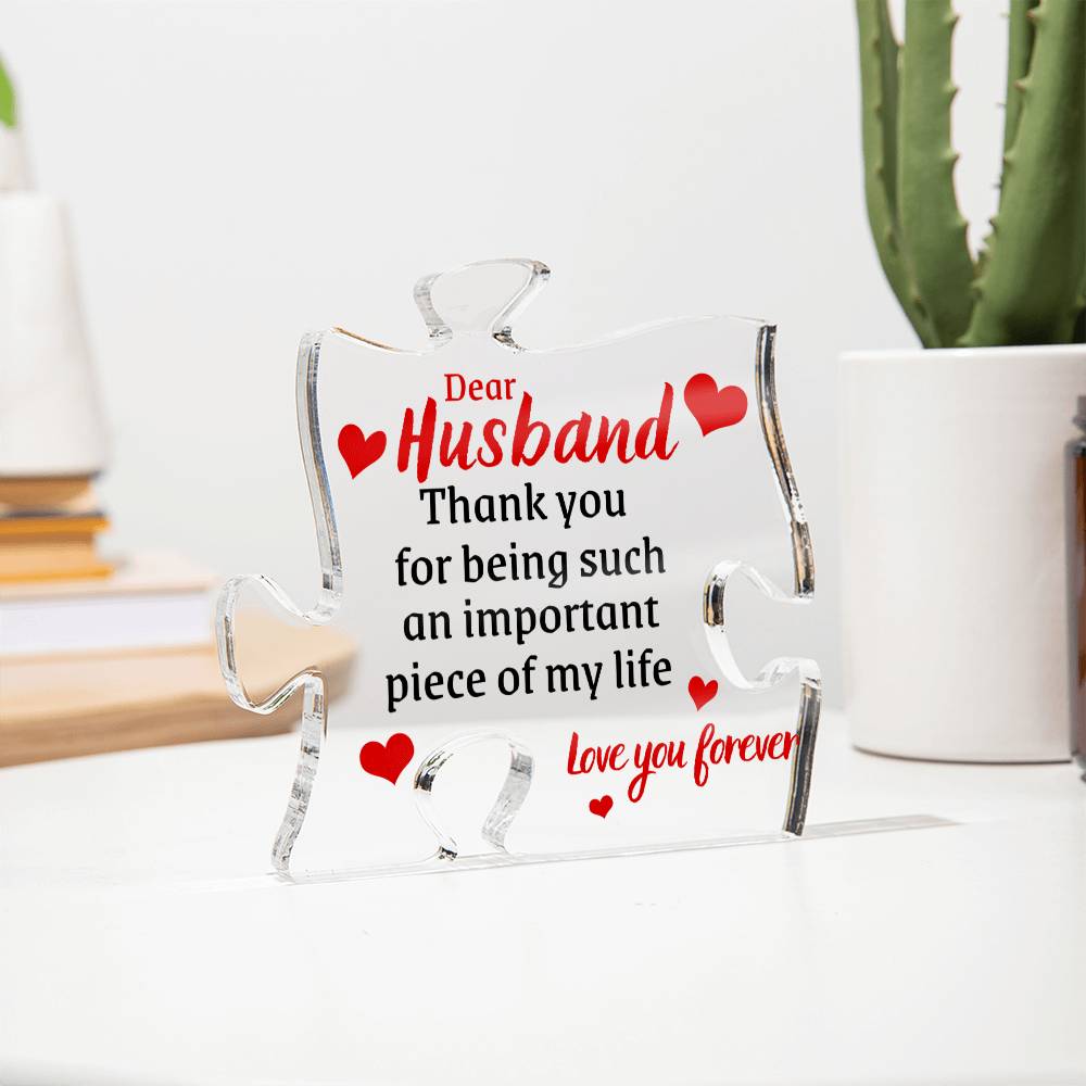 Unique Gift for Husband from Wife - Memorable Puzzle Acrylic Plaque - "Love You Forever" - Anniversary, Birthday or any Special Occassion