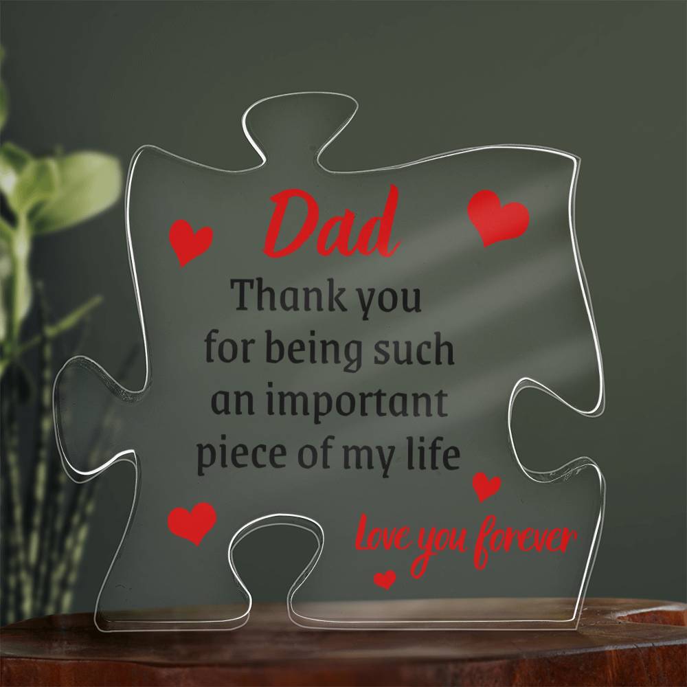 Gift for Dad Acrylic Puzzle Plaque | Unique Gift for Dad from Daughter, Gift from Son, Desk Office Decoration, Home Decor