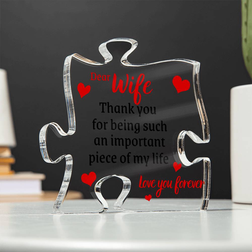 Unique Gift for Wife from Husband - Memorable Puzzle Acrylic Plaque - "Love You Forever" - Anniversary, Birthday or any Special Occassion