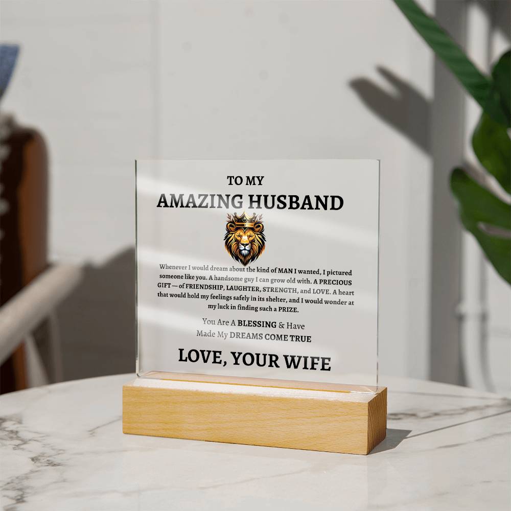 Unique Gift for Husband from Wife - Memorable Square Acrylic Plaque - "You Are A Blessing" - Anniversary, Birthday or any Special Occassion