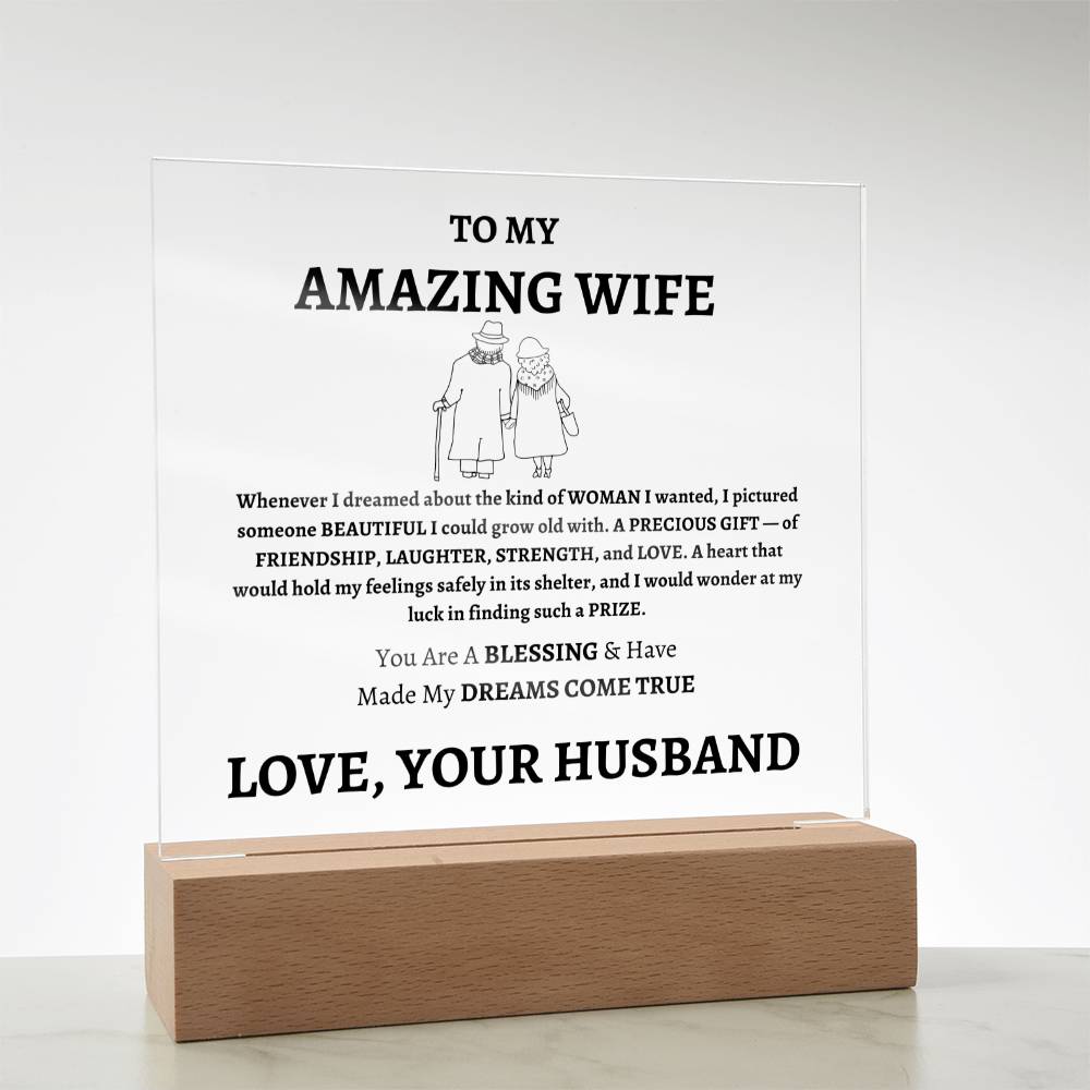 Unique Gift for Wife from Husband - Memorable Square Acrylic Plaque - "You Are A Blessing" - Anniversary, Birthday or any Special Occassion